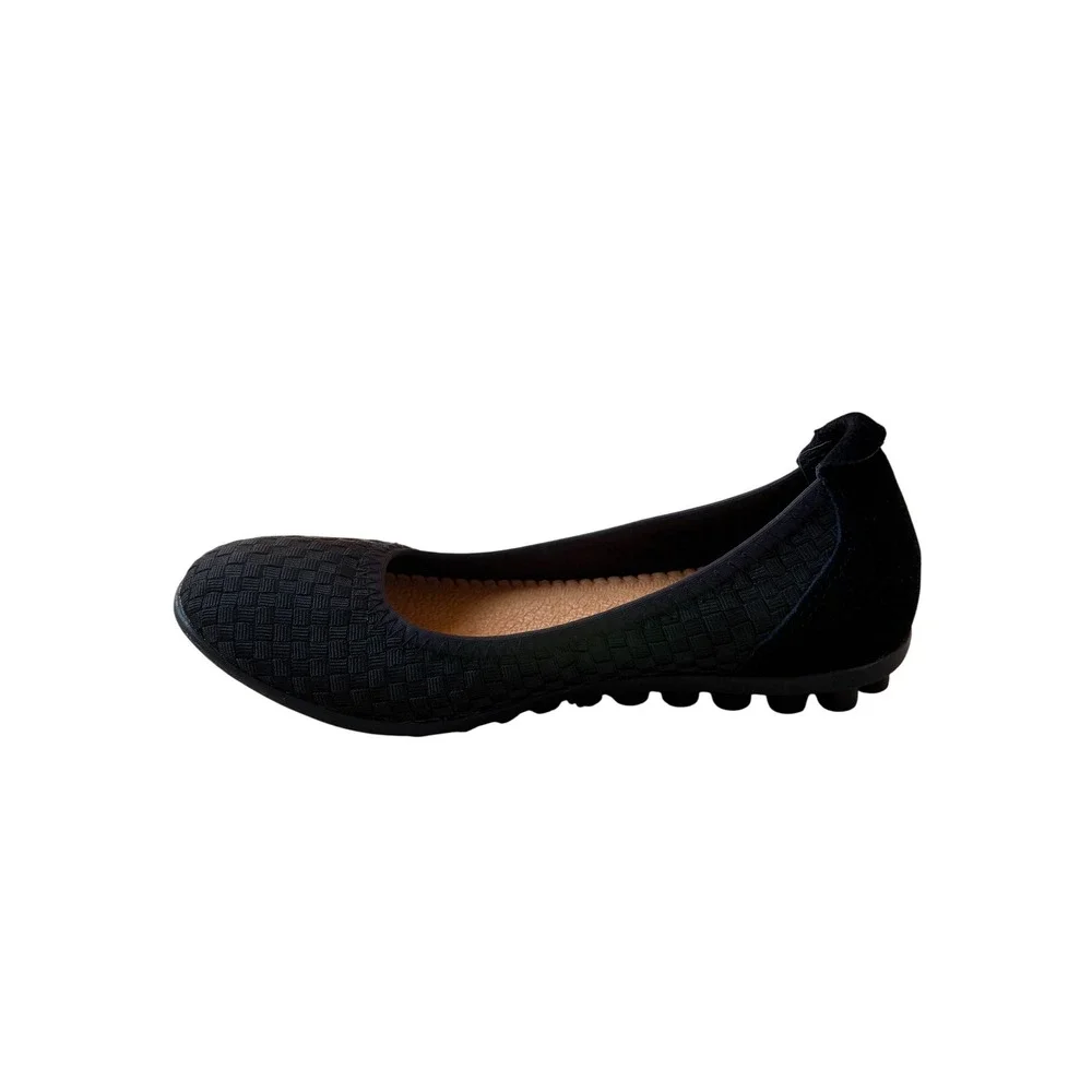 Bernie‎ Mev Catwalk Black Woven Ballet Flats Women Size 37 Slip On Comfort Shoes